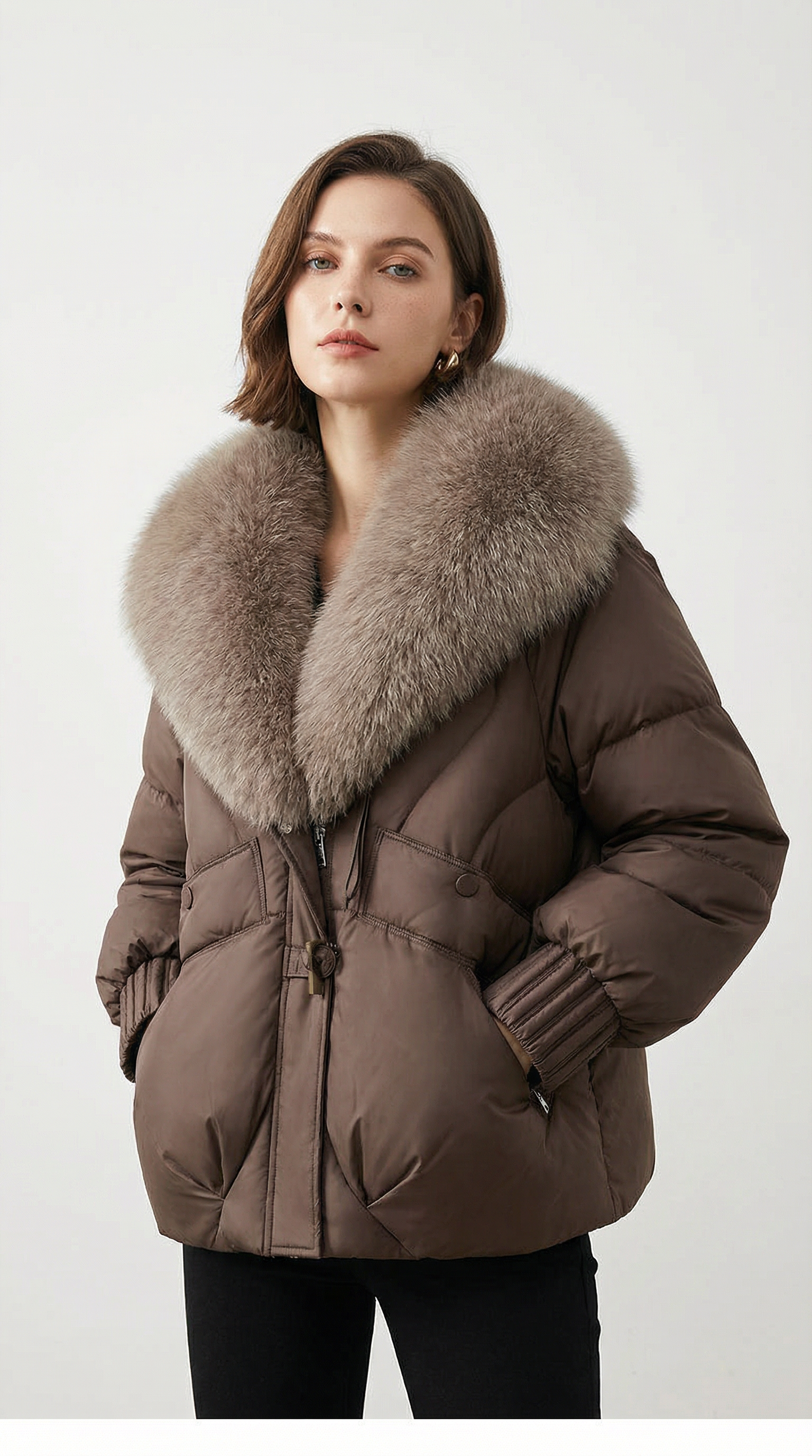 Elvia Daunenjacke mit Fell Kragen