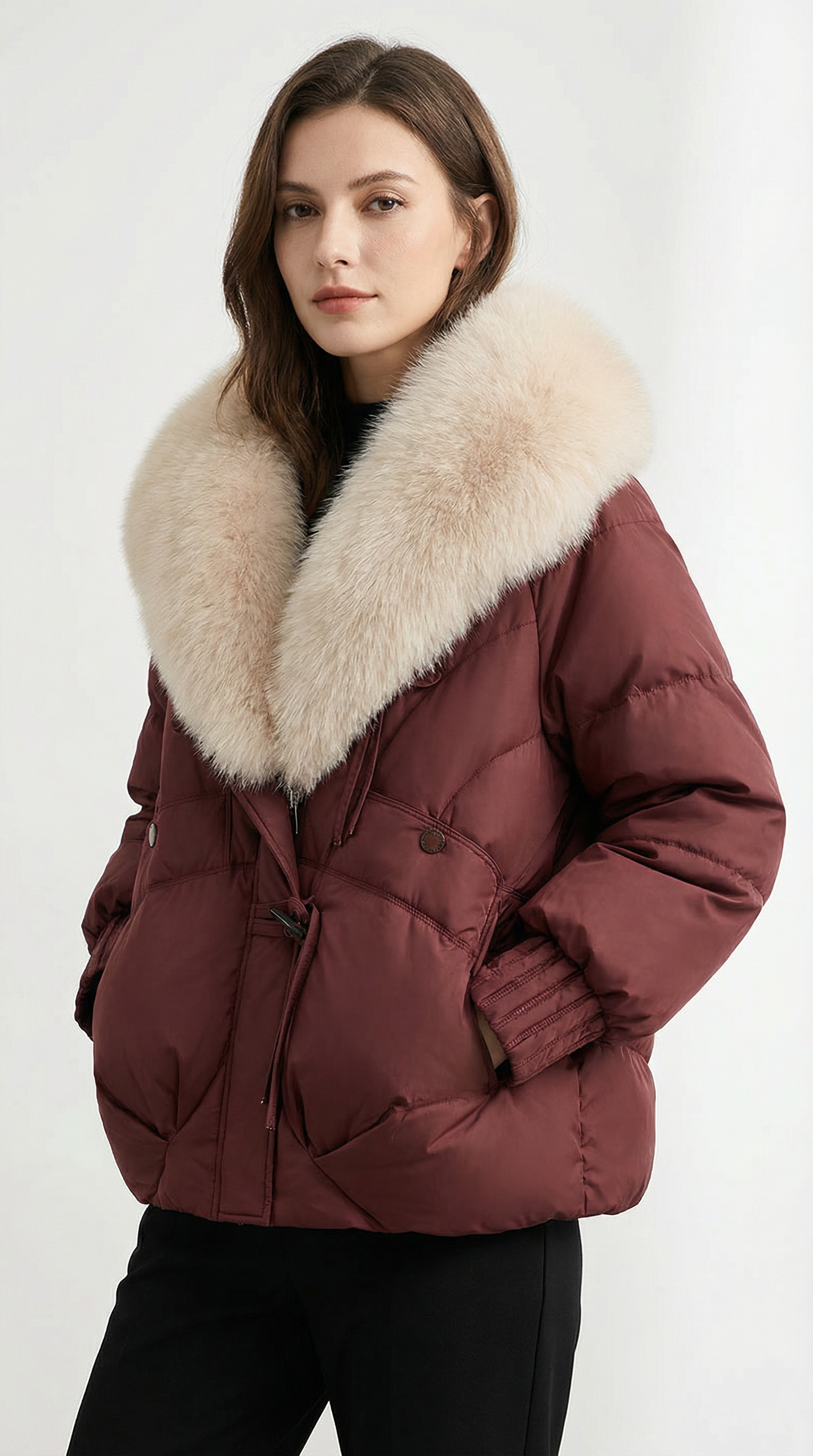 Elvia Daunenjacke mit Fell Kragen