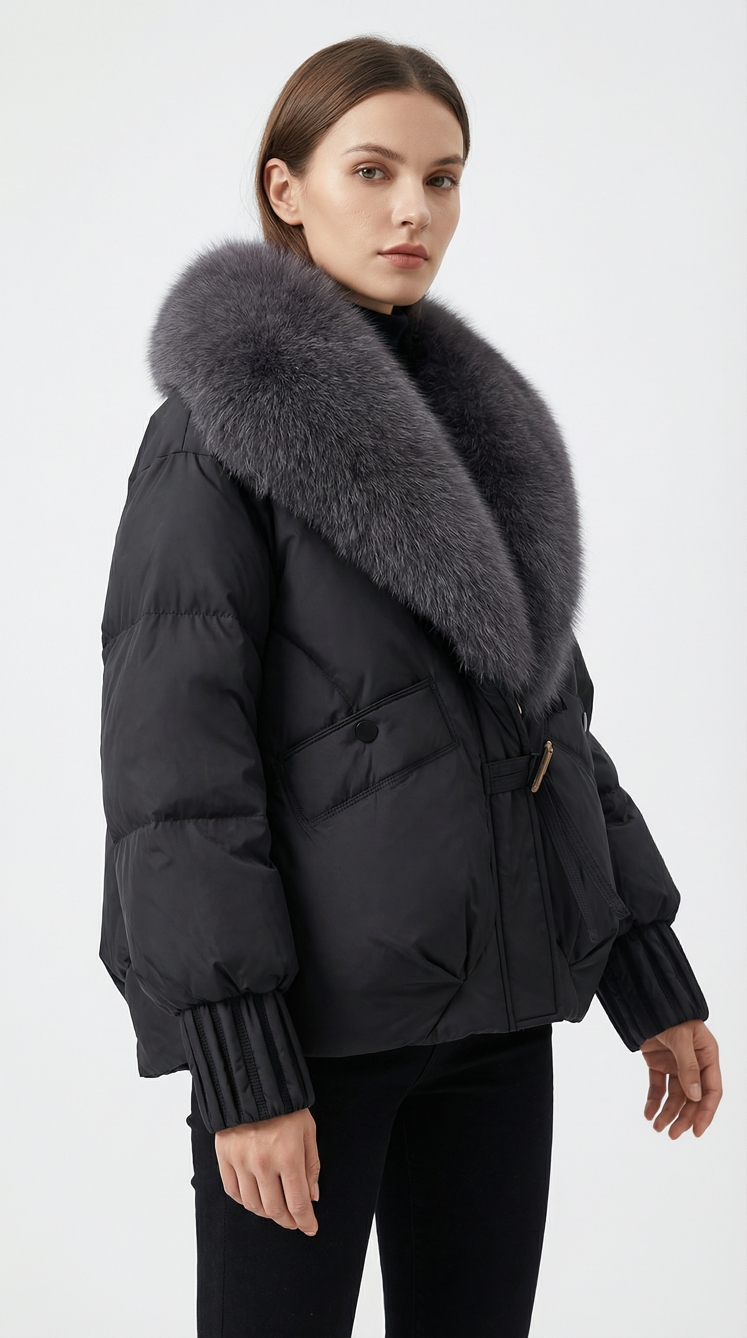 Elvia Daunenjacke mit Fell Kragen