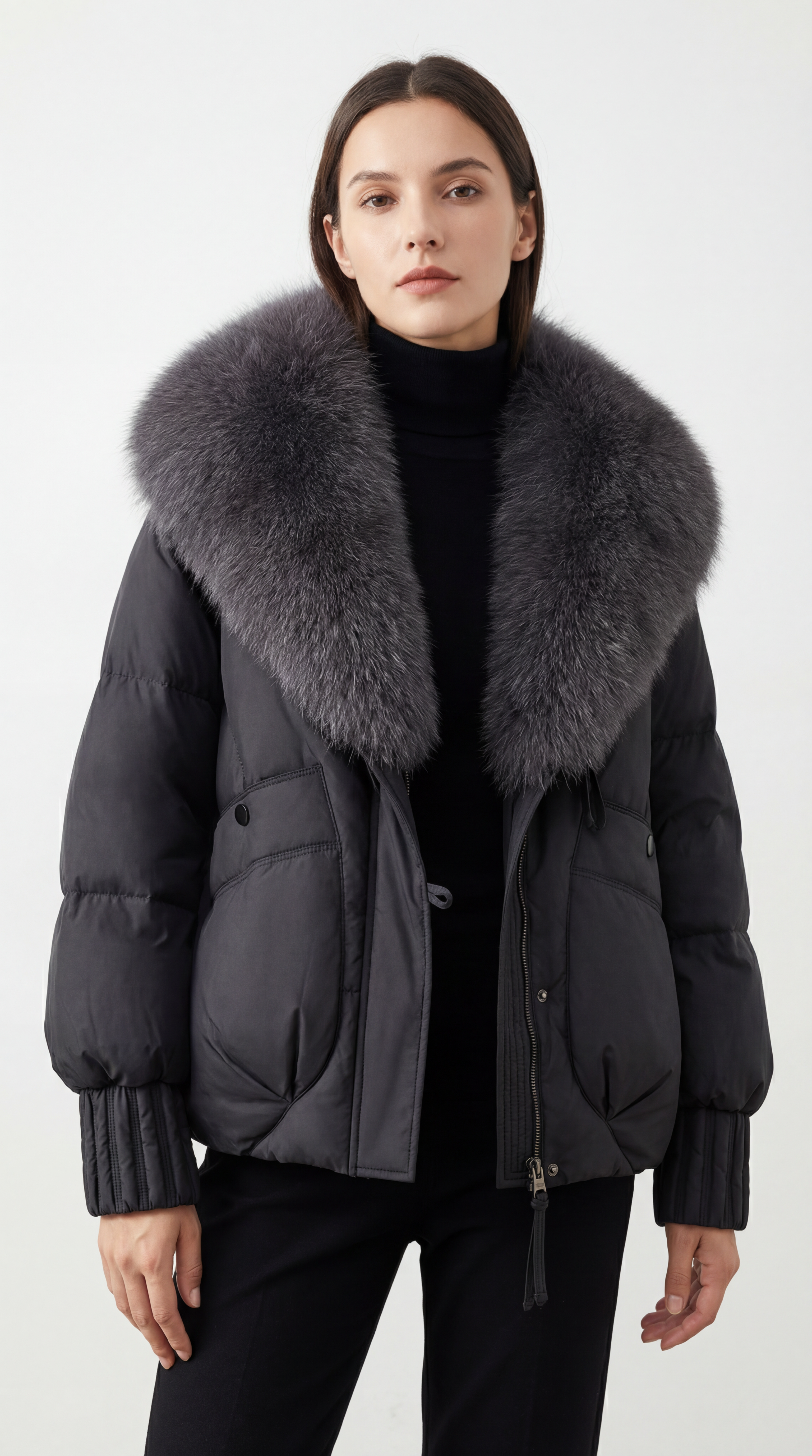 Elvia Daunenjacke mit Fell Kragen